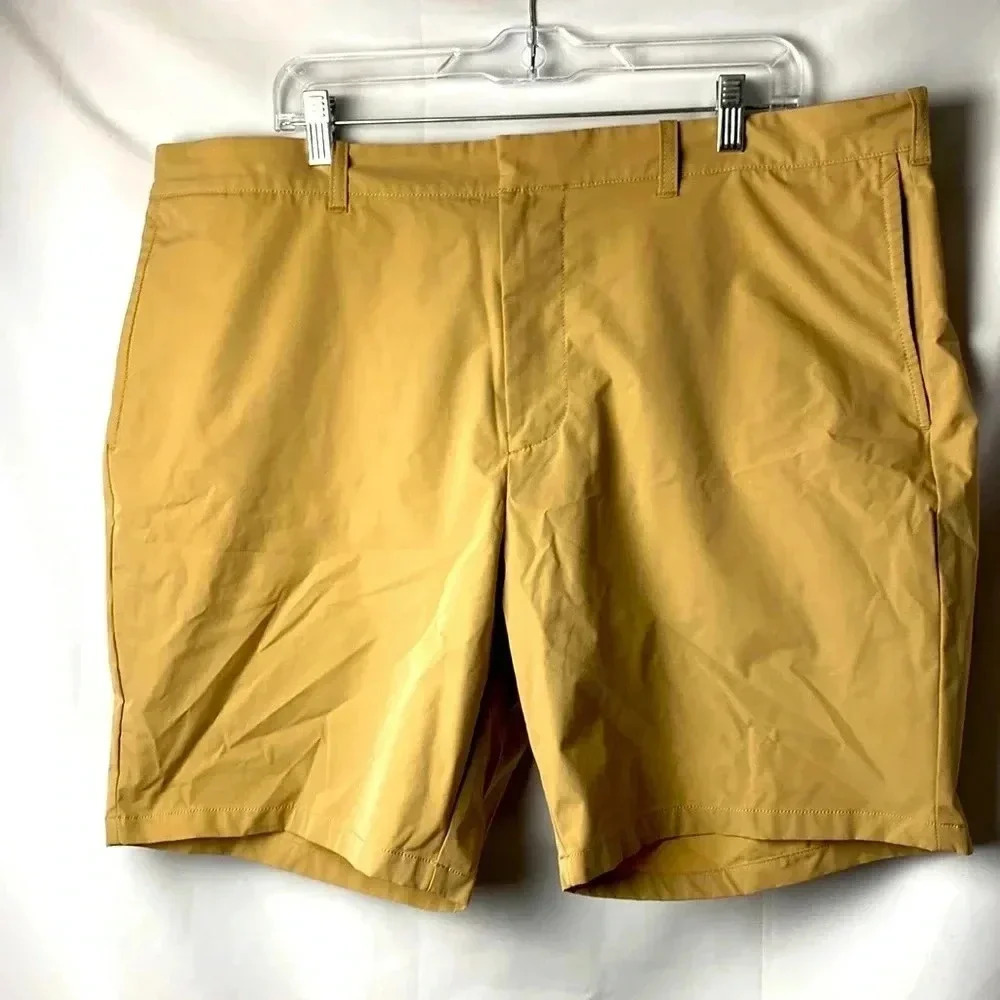J CREW FACTORY MENS SIZE 40, 9” INSEAM TAN  SNAP ZIP FRONT CLOSE POCKETS…‎